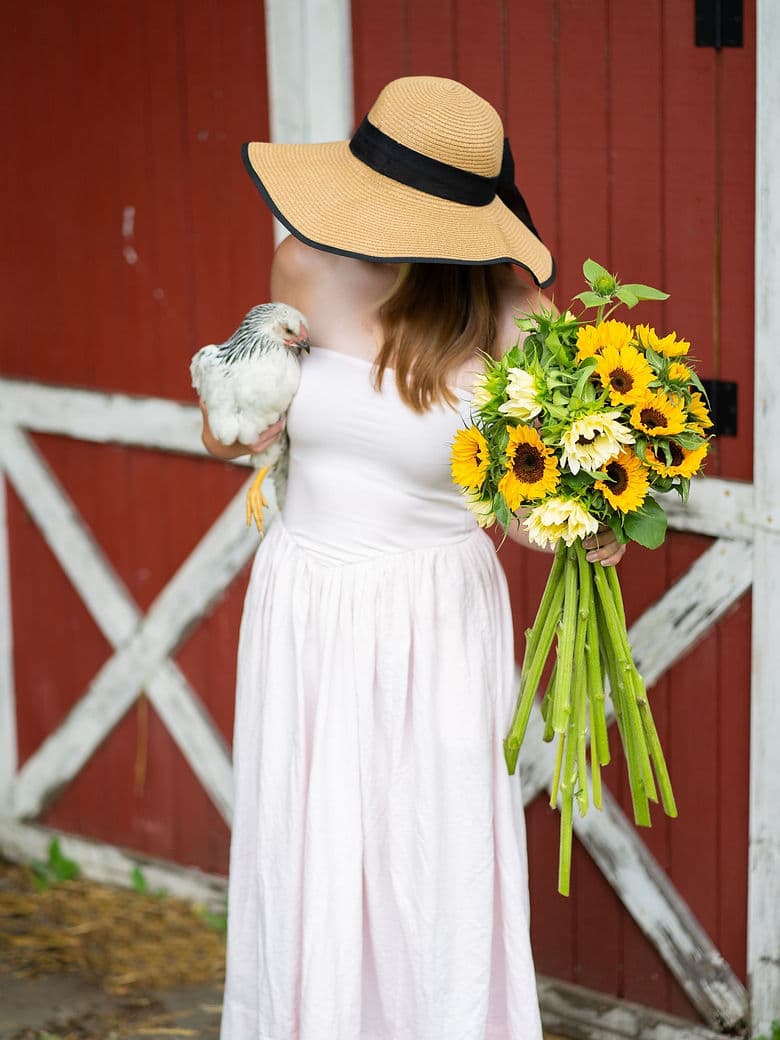 Kate with farm fresh egg hen